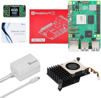 Raspberry Pi 5 8GB Starter Kit with 5 Single Board, Active 