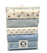 Gerber Flannel Receiving Blankets 5 Pack Sports Themed 30  x30  and 100 Cotton