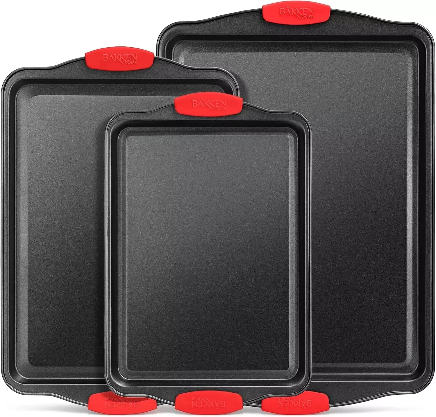 Cookie Sheets for Baking Nonstick Set - 3-Piece Stackable Carbon Steel Baking