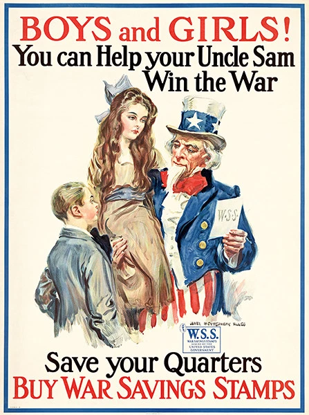 Boys And Girls - Help Uncle Sam - 1917 - World War I - Propaganda Poster |  eBay