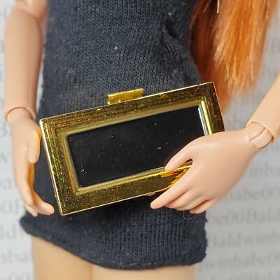 2F~ PURSE ~ 11.5'' 1/6 DOLL HERVE LEGER BY MAX AZRIA GOLD LABEL SNAP CLUTCH