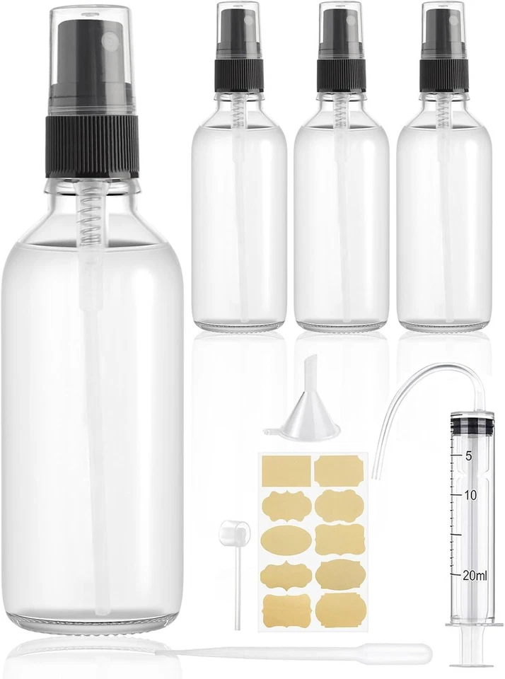 6 x 50ml 100ml Sprühflaschen aus Glas Pumpspray Glasflasche Zerstäuber Sprühkopf - Bild 3 von 4