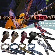 Adjustable Leather Guitar Strap Embossed for Acoustic Electric Guitar Strap Gift