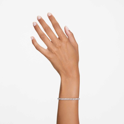 Swarovski Matrix Tennis Bracelet Round Cut White Rhodium Plated Medium 5648937 - Picture 5 of 6