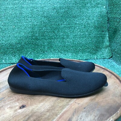 Rothy's The Loafers Womens Black Blue Halo Knit Round Toe Ballet Flats Size 8