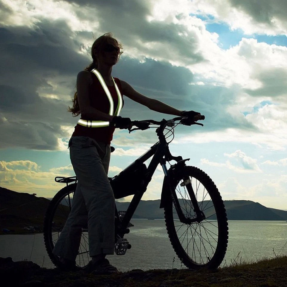 Warnweste Fahrrad Motorrad Reflektor Sicherheitsweste Leuchtweste Weste Dehnbar - Bild 3 von 4