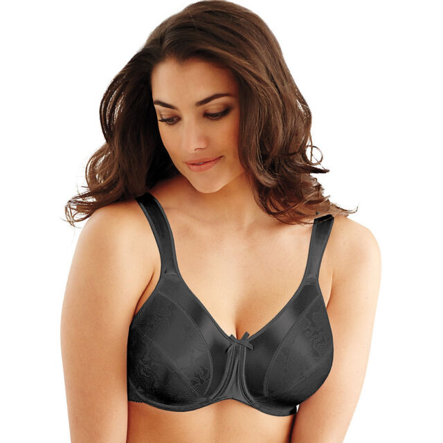 Bali Underwire Minimizer Bra Satin Tracings 42dd 3562 Comfort U Back Black  for sale online