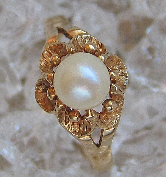 Perlen schmuck in aus 585 14kt Gold Ring Perl Ring mit Ring Perle Perlchen 5379