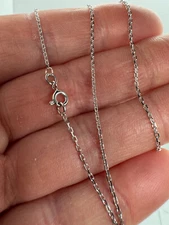 9ct White Gold 1.34mm Trace Diamond Cut Oval Link Chain 20" / 50cm (W40AFT)