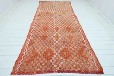 Turkish Kilim Rug, Bohemia Kelim, Tribal Orange Rug, Carpet 61"x134" Area Rugs