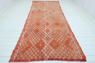 Turkish Kilim Rug, Bohemia Kelim, Tribal Orange Rug, Carpet 61''x134'' Area Rugs