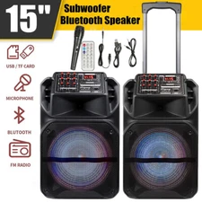 9000W Portable Bluetooth Speaker 15” Subwoofer Heavy Bass Party System AUX & Mic