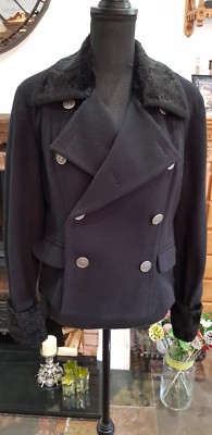 Veste Femme Style Militaire Wallis - Noire - Taille 12 - Mélange Laine - Occasion Très Bon état