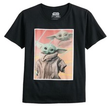 Star Wars The Mandalorian Child Baby Yoda Portrait Black T-Shirt Men's XL NWT