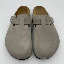 Birkenstock New w/ Box Boston Corduroy Stone Coin Suede Embossed Leather Regular
