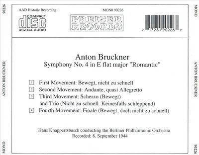 BRUCHNER:SYMPHONY NO.4 IN E-FLAT, ''ROMANTIC'' NEW CD