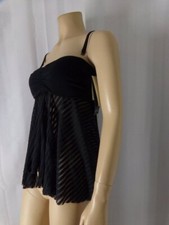 PROFILE by GOTTEX Tankini Top Bandeau or straps Sheer Bliss size 8 black NWT