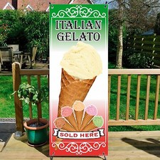 Gelato Sign Italian ICE CREAM BANNER DISPLAY SYSTEM Free Standing 