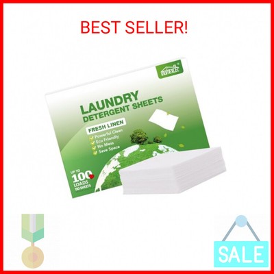 HOMEXCEL Laundry Detergent Sheets Fresh Scent Eco-Friendly, (100 Loads) 50 Washe