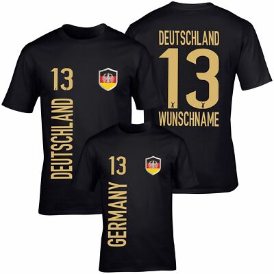 FanShirt DEUTSCHLAND Trikot GOLD Kinder Druck Nummer Name Jersey WM EM ADLER Top