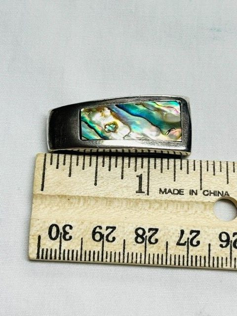 Sterling Silver - Abalone Inlay Rectangular Penda… - image 9