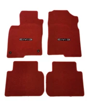For 2022-2025 Honda Civic Carpet Floor Mats Red W/Emblems W