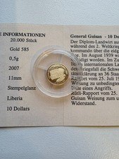 LIBERIA - 10 Dollars 2007 **** GENERAL GUISAN **** Gold mit Zertifikat