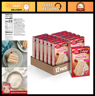 Super Moist Cherry Chip Cake Mix, 13.25 oz - Pack of 12, Perfect for Baking & De