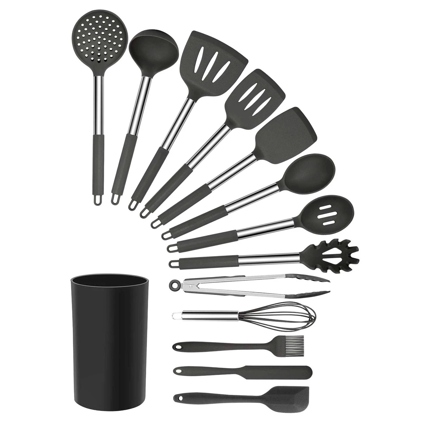 MegaChef Gray Silicone and Stainless Steel Cooking Utensils, Set of 14
Opens in a new window or tab