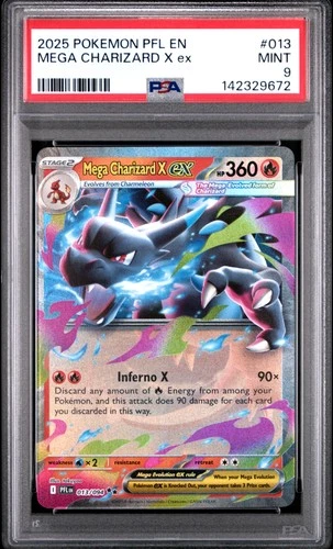 New Listing2025 Pokemon Pfl En-Phantasmal Flames #013 Mega Charizard X Ex PSA 9