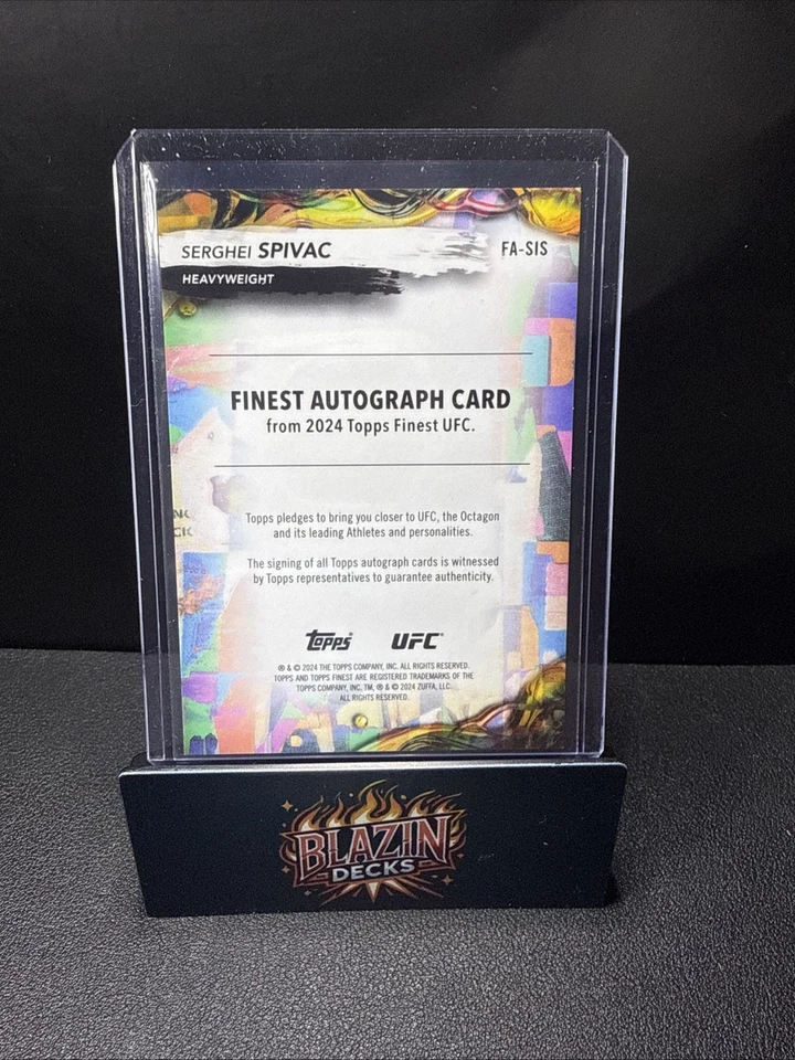 2024 UFC Topps Finest Serghei Spivac Black Refractor FA-SIS Auto /25 - Image 2 of 2