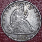 1857 O Seated Liberty Half $ / EF-AU Details / Very Little Wear, Obverse Scratch