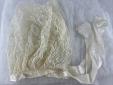 Vintage Ladies White Laced Bonnet with Ribbon Ties