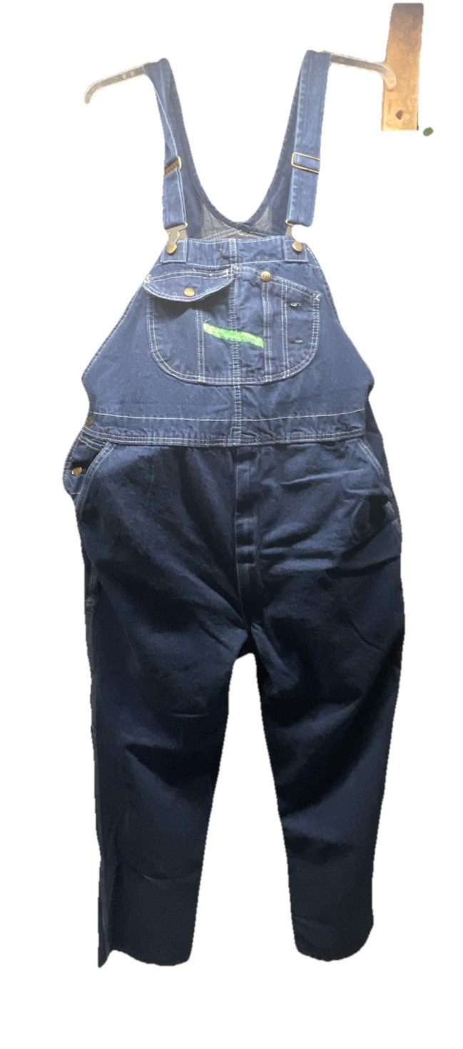 Vintage Key Imperial Bib Overalls Size 44 X 34 Blue Denim Farmer Workwear