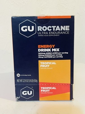 GU Roctane Energy Drink Mix Tropical Box of 10 Box DMG