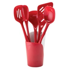 Hutzler Melamine Cooking Utensils and Crock Set, 6-pc, Red