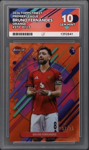 Bruno Fernandes Topps Finest 25/26 Orange Rare /15 ACE 10