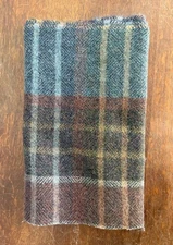 Wool Fabric 60" x 12" Primitive Rug Hooking Applique Blue Brown Plaid Check