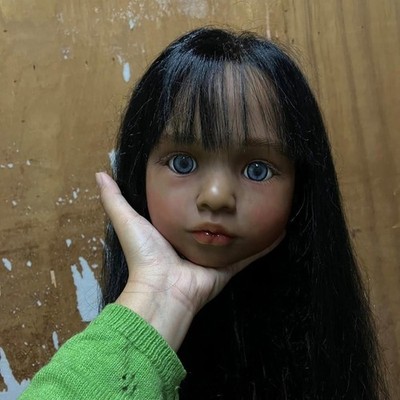 40'' Unfinished Reborn Doll DIY Kits Dark Skin Toddler Girl Hair Cloth Body Gift