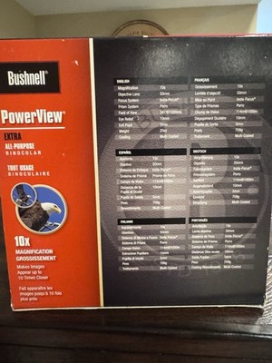 Bushnell PowerView 10x50 Binoculars, Multi-Coated, InstaFocus, Case, Neckstrap