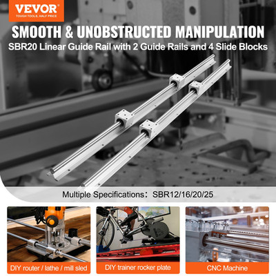 Linear Guide Rail Set, SBR20 1000mm, 2 PCS 39.4 in/1000 mm SBR20 Guide Rails an