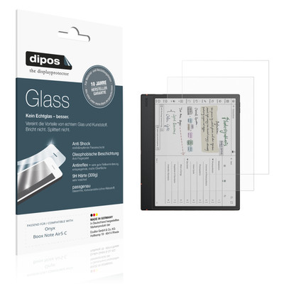 2x Schutzfolie für Onyx Boox Note Air5 C matt - Anti-Shock 9H Folie dipos Glass