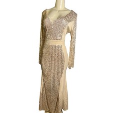 Women's Formal Gold Sequin Party Dress 2A- ML