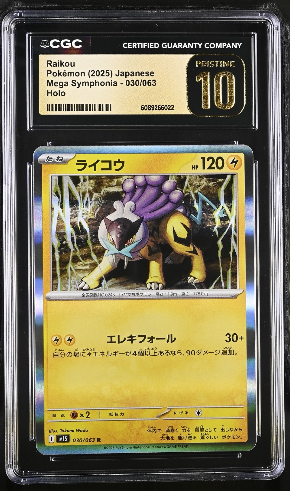 CGC 10 Pristine Raikou Holo 030/063 Mega Symphonia m1S Pokemon Card