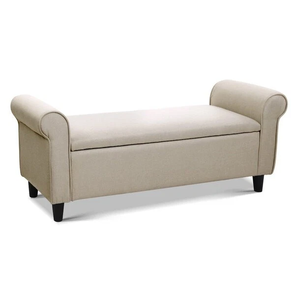 Artiss Storage Ottoman Blanket Box 125cm Arm Linen Beige