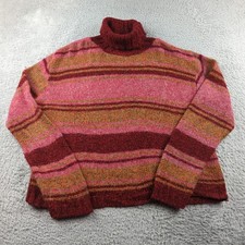 Vintage Avalon Sweater Womens L Red Pink Wool Blend Made in USA Turtleneck Artsy