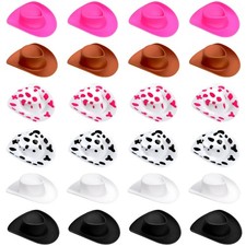 24 Pcs Plastic Mini Cowboy Cowgirl Hats, 2.1 inch 2.81 inch, Colorful