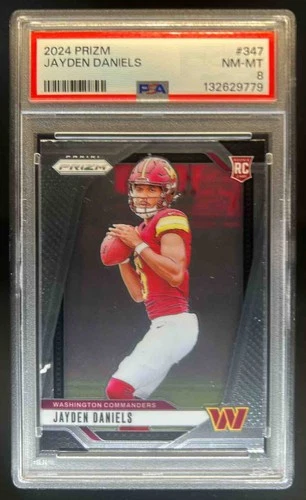 2024 Prizm Jayden Daniels RC Rookie #347 Commanders PSA 8