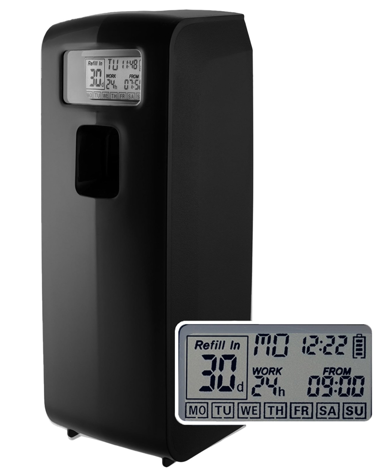 Programmable Commercial Air Freshener for Businesses or Home, Black LCD Autom...