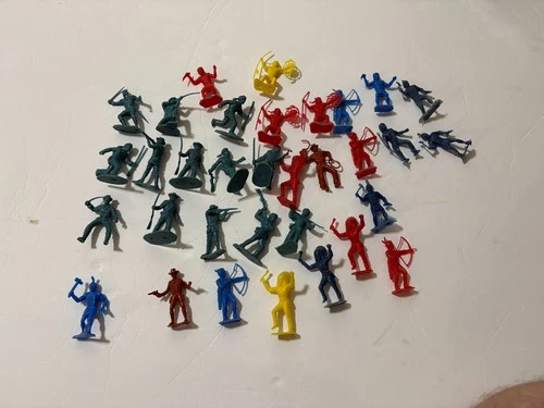 MARX MPC LOT INDIAN PLAYSET FIGURES  FORT APACHE Settlers Boone Frontier RARE
